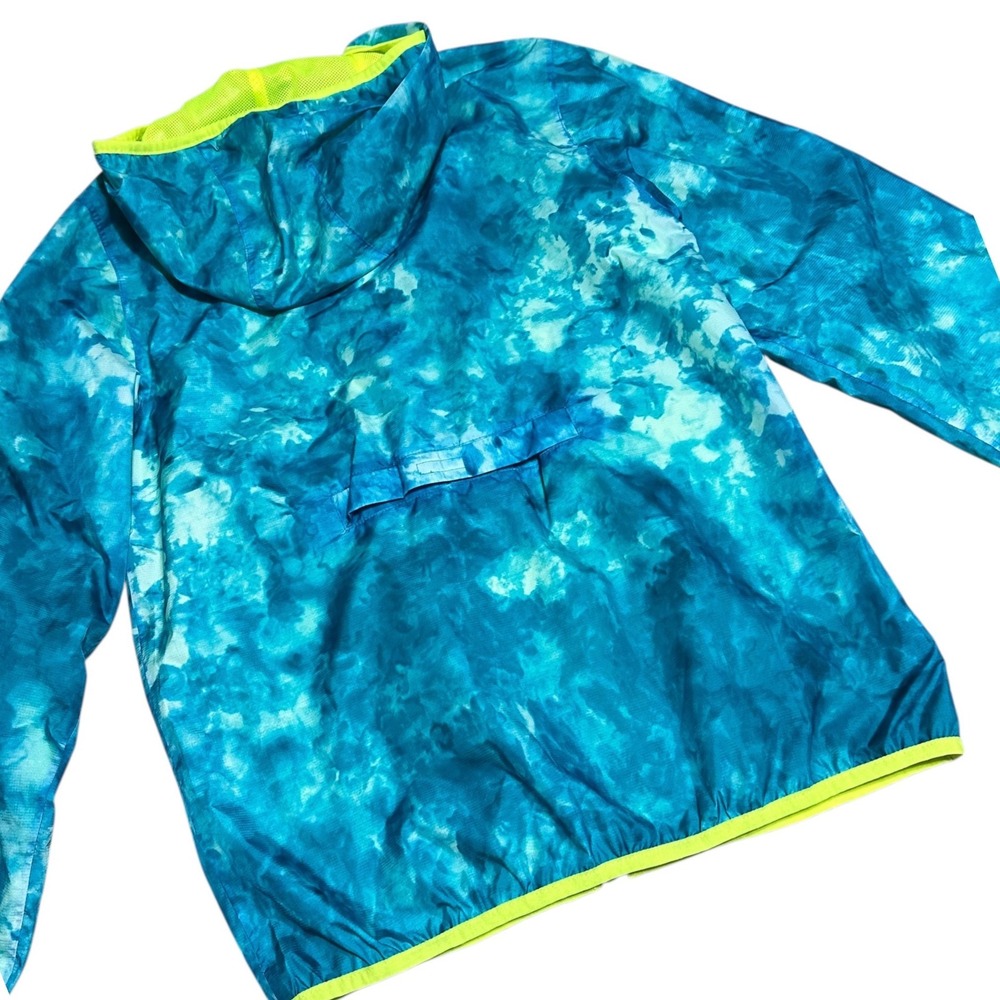 Lands End Windbreaker Kids XL 14/16 Blue Green Excellent Tie Dye Hooded Jacket - Picture 3 of 8